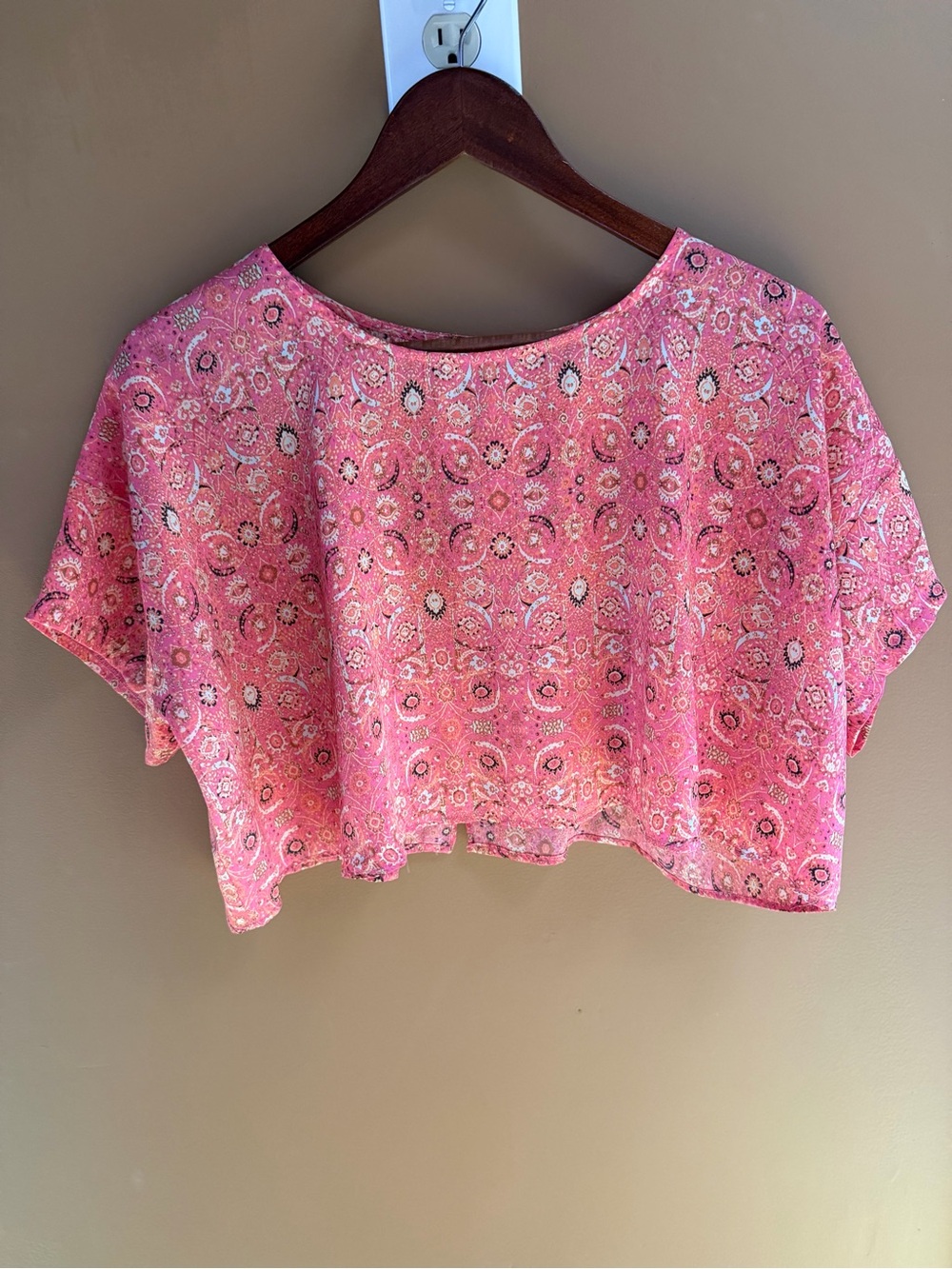 Free People Pink Floral Boxy Crop Top